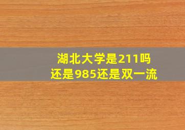 湖北大学是211吗还是985还是双一流