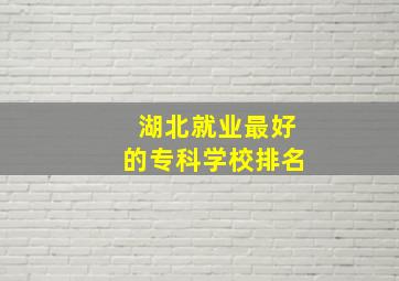 湖北就业最好的专科学校排名