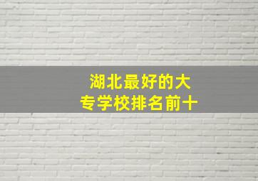 湖北最好的大专学校排名前十