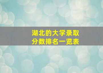 湖北的大学录取分数排名一览表