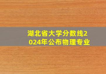 湖北省大学分数线2024年公布物理专业