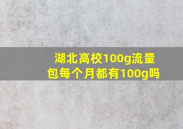 湖北高校100g流量包每个月都有100g吗