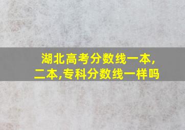 湖北高考分数线一本,二本,专科分数线一样吗