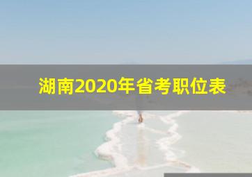 湖南2020年省考职位表