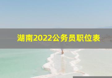 湖南2022公务员职位表