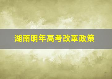 湖南明年高考改革政策