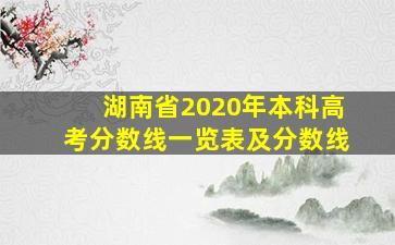 湖南省2020年本科高考分数线一览表及分数线