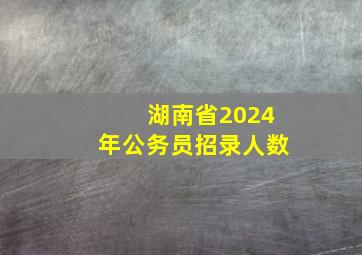 湖南省2024年公务员招录人数