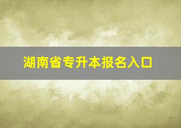 湖南省专升本报名入口