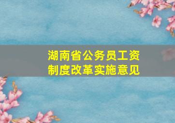 湖南省公务员工资制度改革实施意见