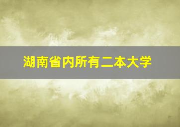 湖南省内所有二本大学