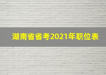 湖南省省考2021年职位表