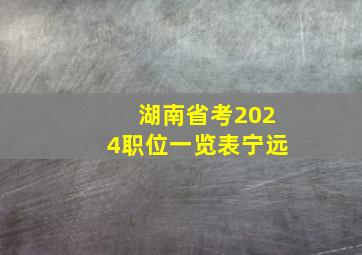 湖南省考2024职位一览表宁远