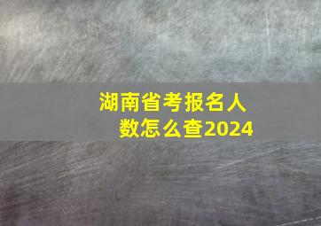 湖南省考报名人数怎么查2024