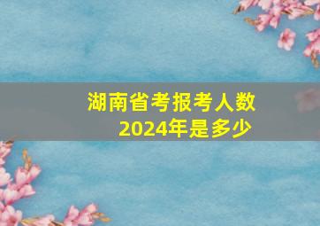 湖南省考报考人数2024年是多少