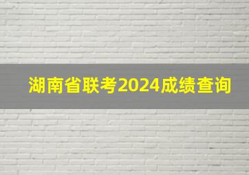 湖南省联考2024成绩查询