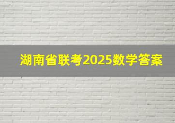 湖南省联考2025数学答案