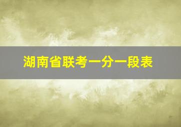 湖南省联考一分一段表