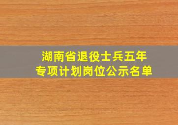 湖南省退役士兵五年专项计划岗位公示名单