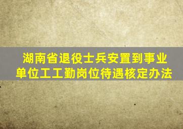 湖南省退役士兵安置到事业单位工工勤岗位待遇核定办法