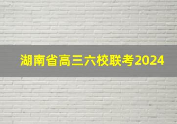 湖南省高三六校联考2024