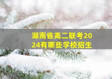 湖南省高二联考2024有哪些学校招生