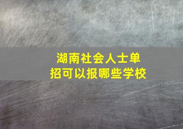 湖南社会人士单招可以报哪些学校