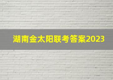 湖南金太阳联考答案2023