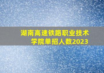 湖南高速铁路职业技术学院单招人数2023