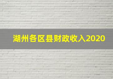 湖州各区县财政收入2020