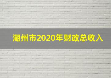 湖州市2020年财政总收入