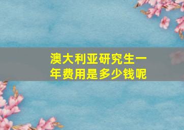 澳大利亚研究生一年费用是多少钱呢