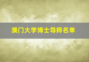 澳门大学博士导师名单