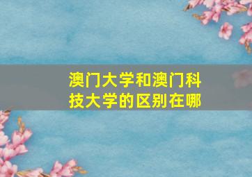 澳门大学和澳门科技大学的区别在哪