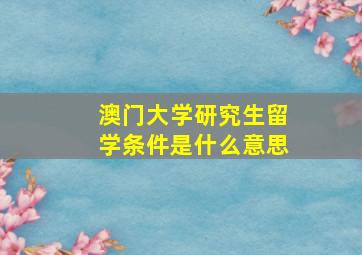 澳门大学研究生留学条件是什么意思