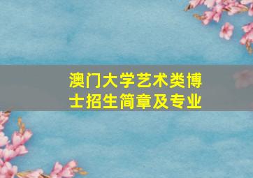 澳门大学艺术类博士招生简章及专业