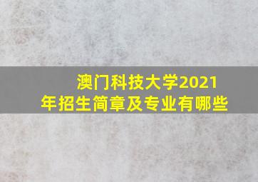 澳门科技大学2021年招生简章及专业有哪些