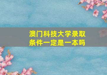 澳门科技大学录取条件一定是一本吗