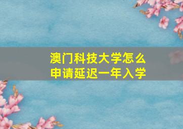 澳门科技大学怎么申请延迟一年入学