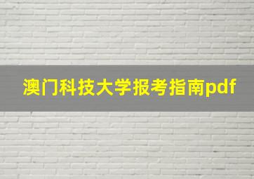 澳门科技大学报考指南pdf