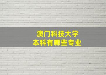 澳门科技大学本科有哪些专业