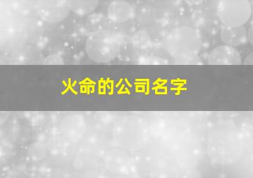 火命的公司名字