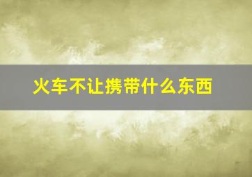 火车不让携带什么东西