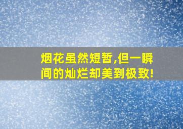 烟花虽然短暂,但一瞬间的灿烂却美到极致!