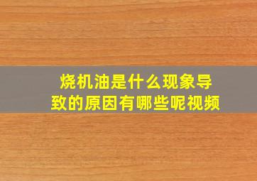 烧机油是什么现象导致的原因有哪些呢视频