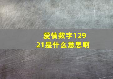 爱情数字12921是什么意思啊