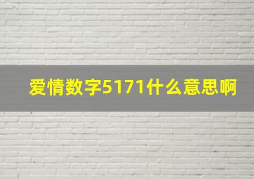 爱情数字5171什么意思啊