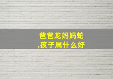 爸爸龙妈妈蛇,孩子属什么好