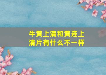 牛黄上清和黄连上清片有什么不一样