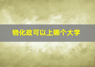 物化政可以上哪个大学